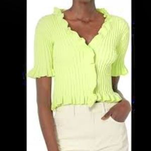 BCBGeneration Lime Green Ribbed Knit Button Up Sweater